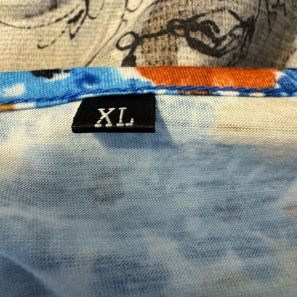 Floral Sleeveless Dress - Blue and Orange - Picture 6 of 7